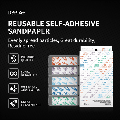 DSPIAE DSP Reusable Self-Adhesive Sandpaper 400-1500 Grit